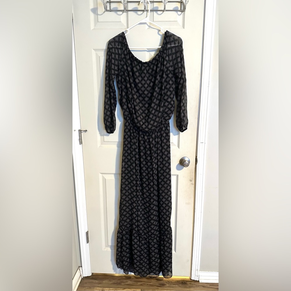 Three Eighty Two Black Sheer Maxi Dress, NWOT